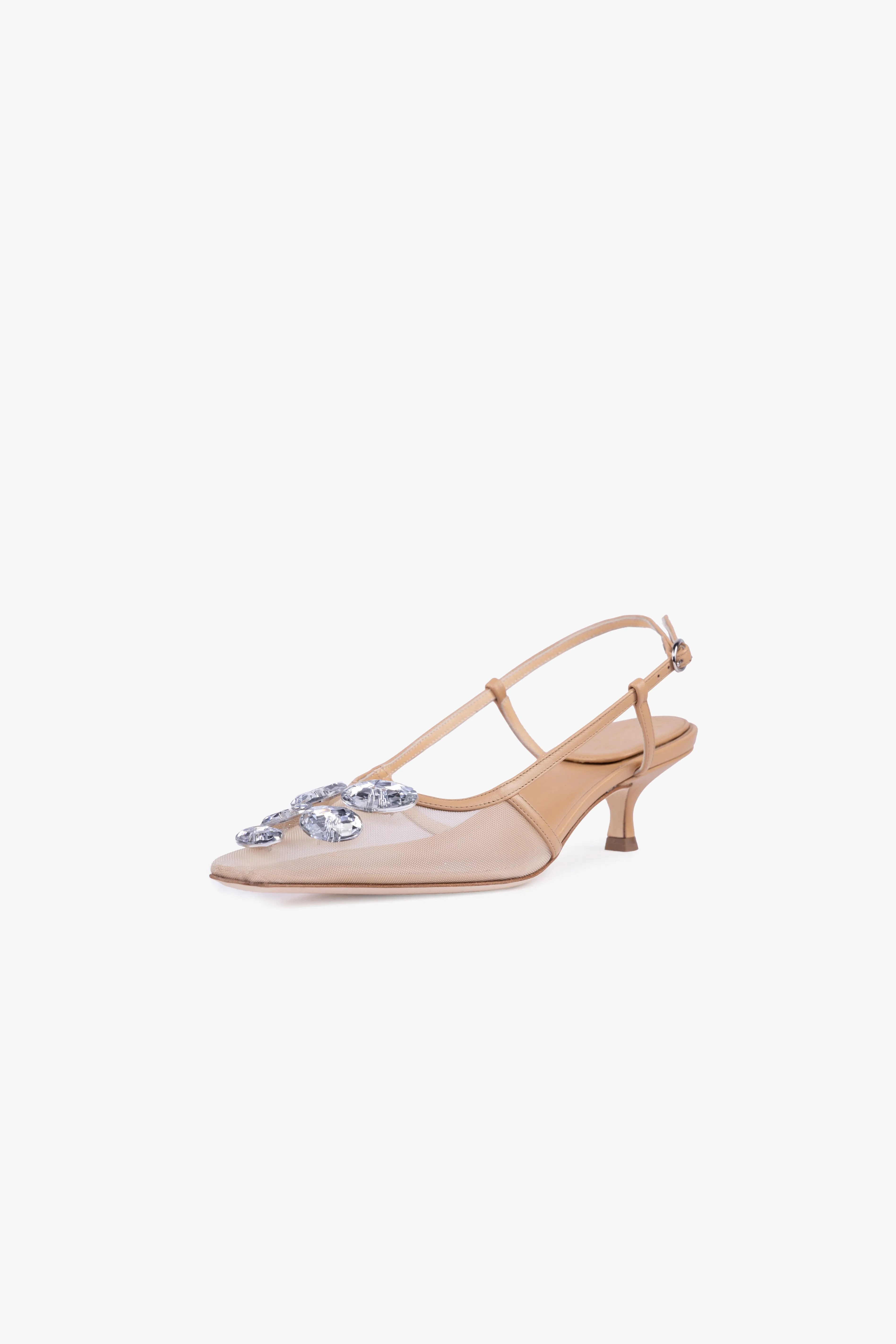 Amanda Kitten Heel Crystal Beige