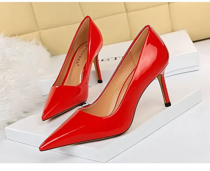 Amozae- Spring Fall Elegant Women 6cm Thin High Heels Pumps Tacones Yellow Nude Kitten Low Heels Soft Leather Korean Party Shoes