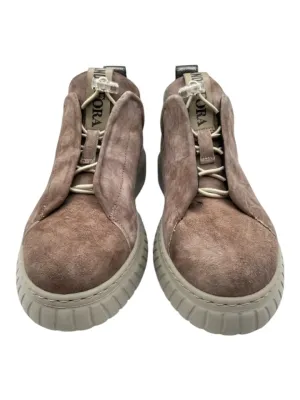 Andia Fora Shoe Size 37 Taupe Suede Platform Drawstring Sneakers