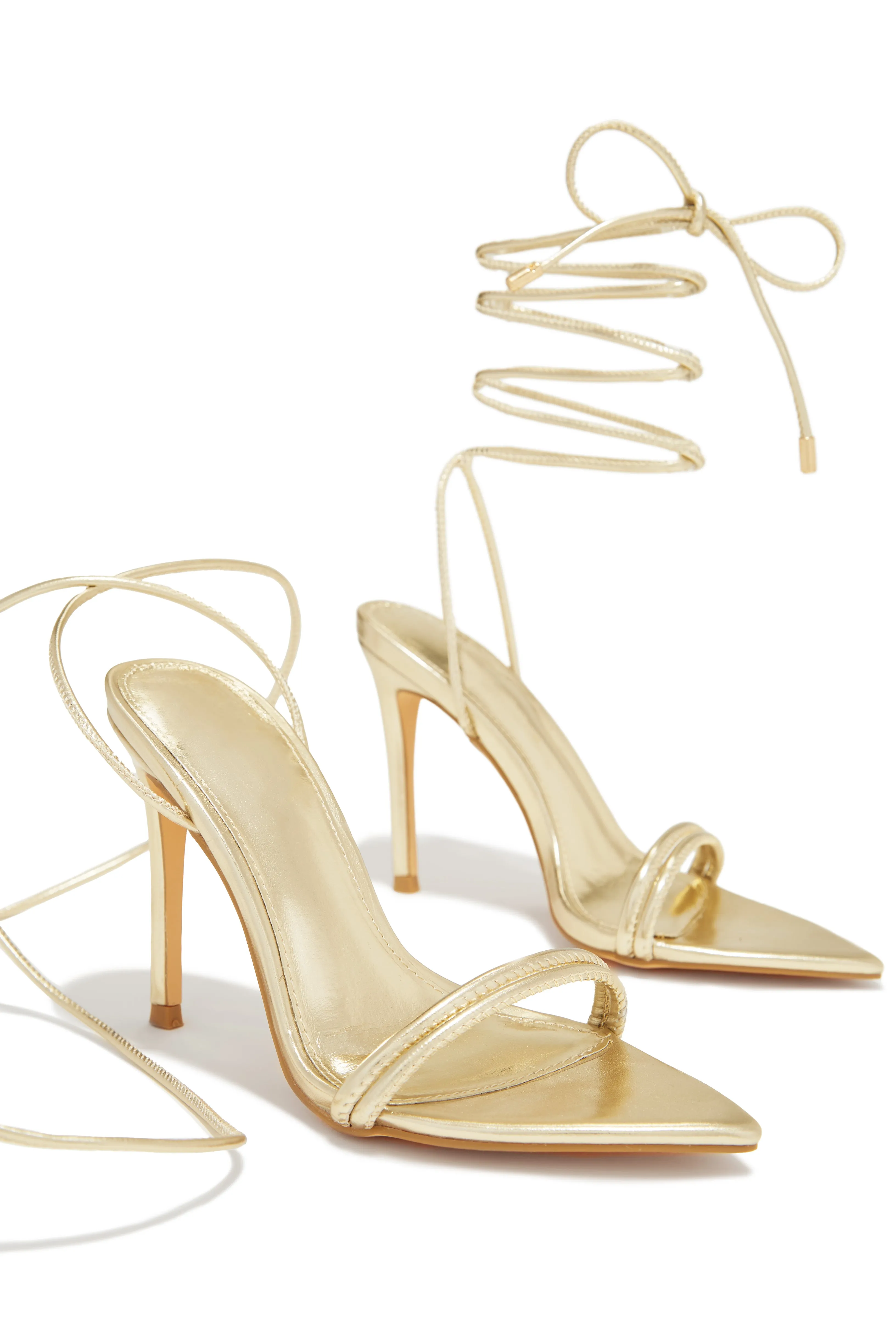 Anisah Lace Up High Heels - Gold