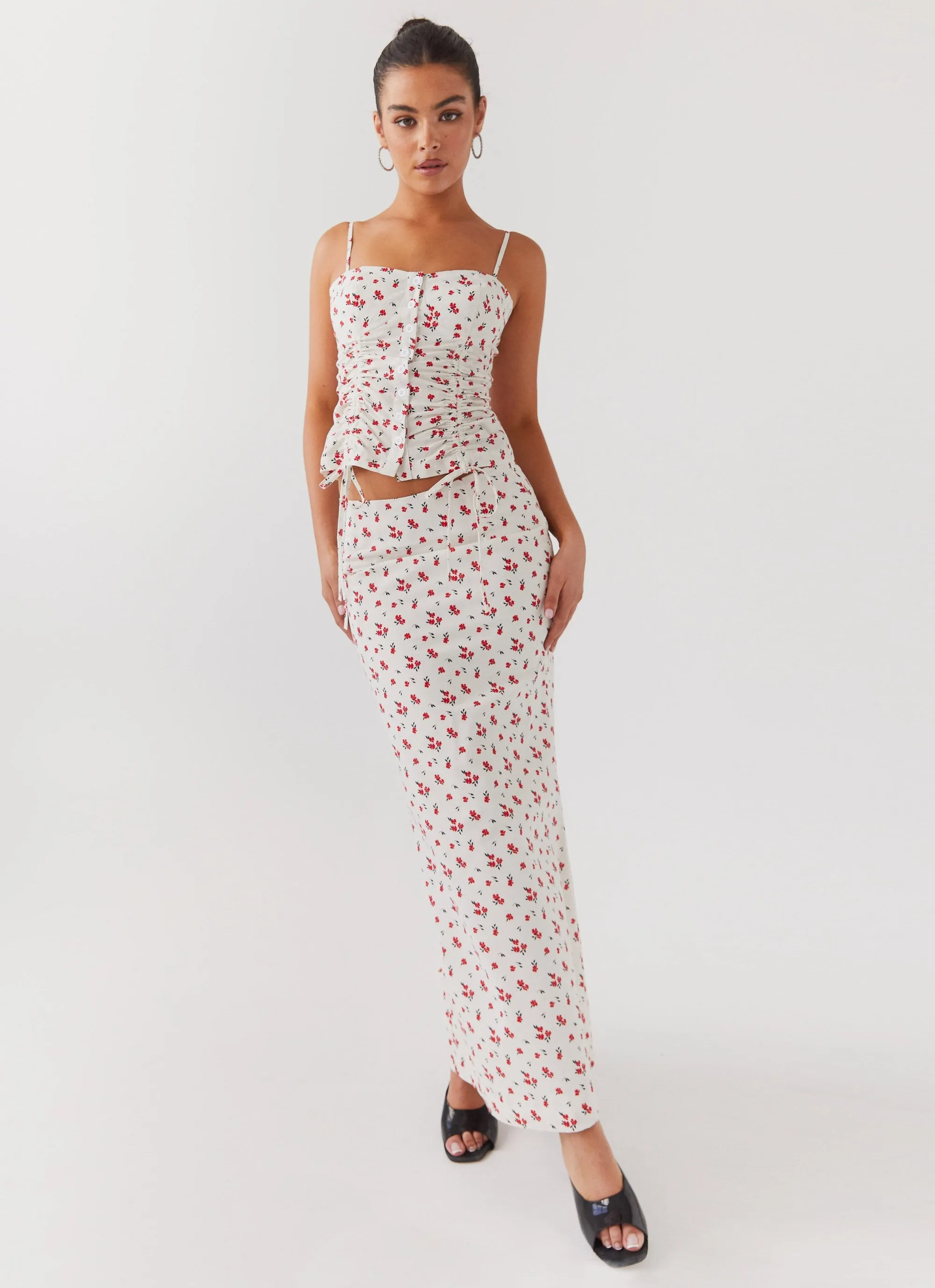 Ariana Linen Maxi Skirt - Poppy Floral