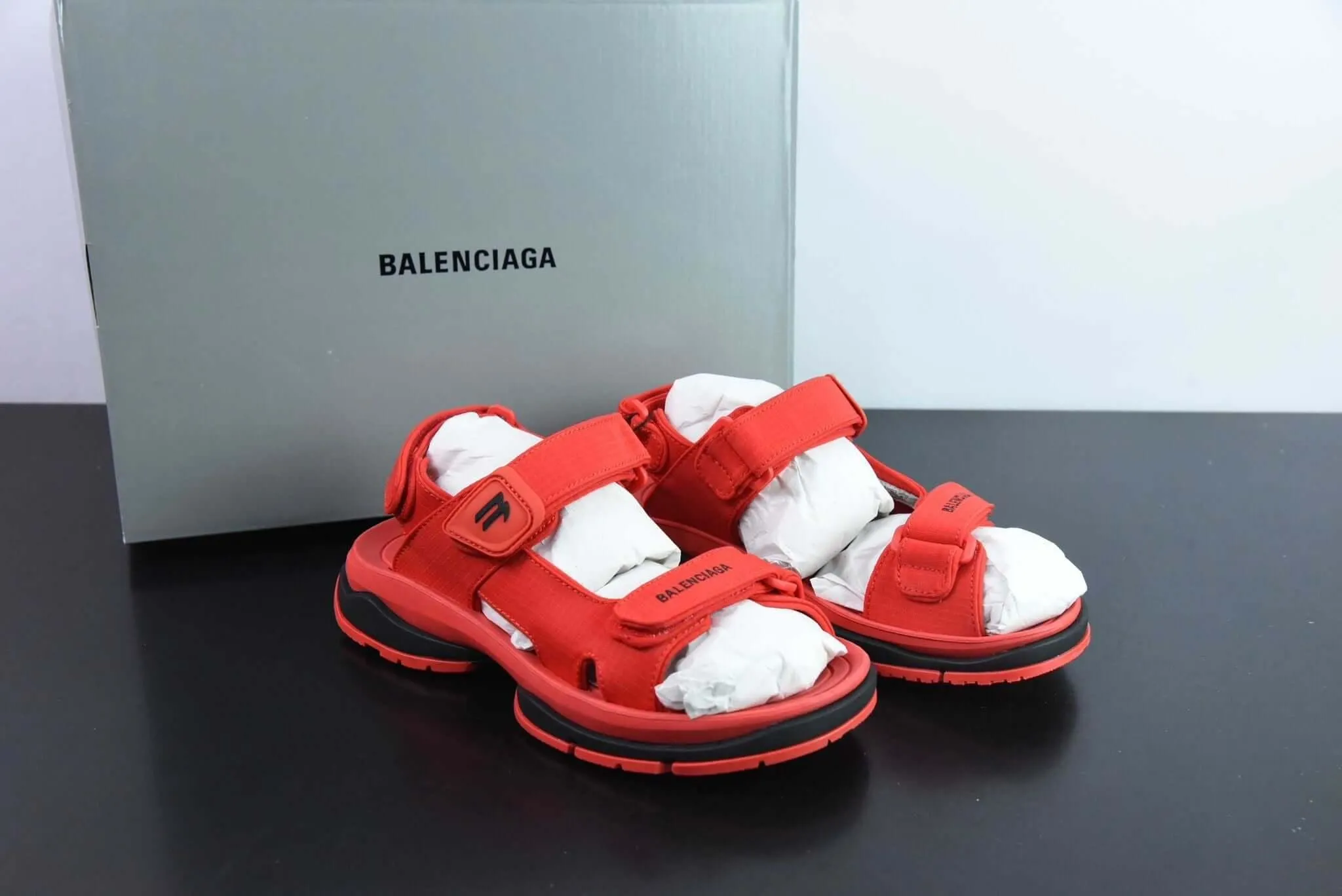 Balenciaga Tourist Touche strap Sandal | Stylish shoes