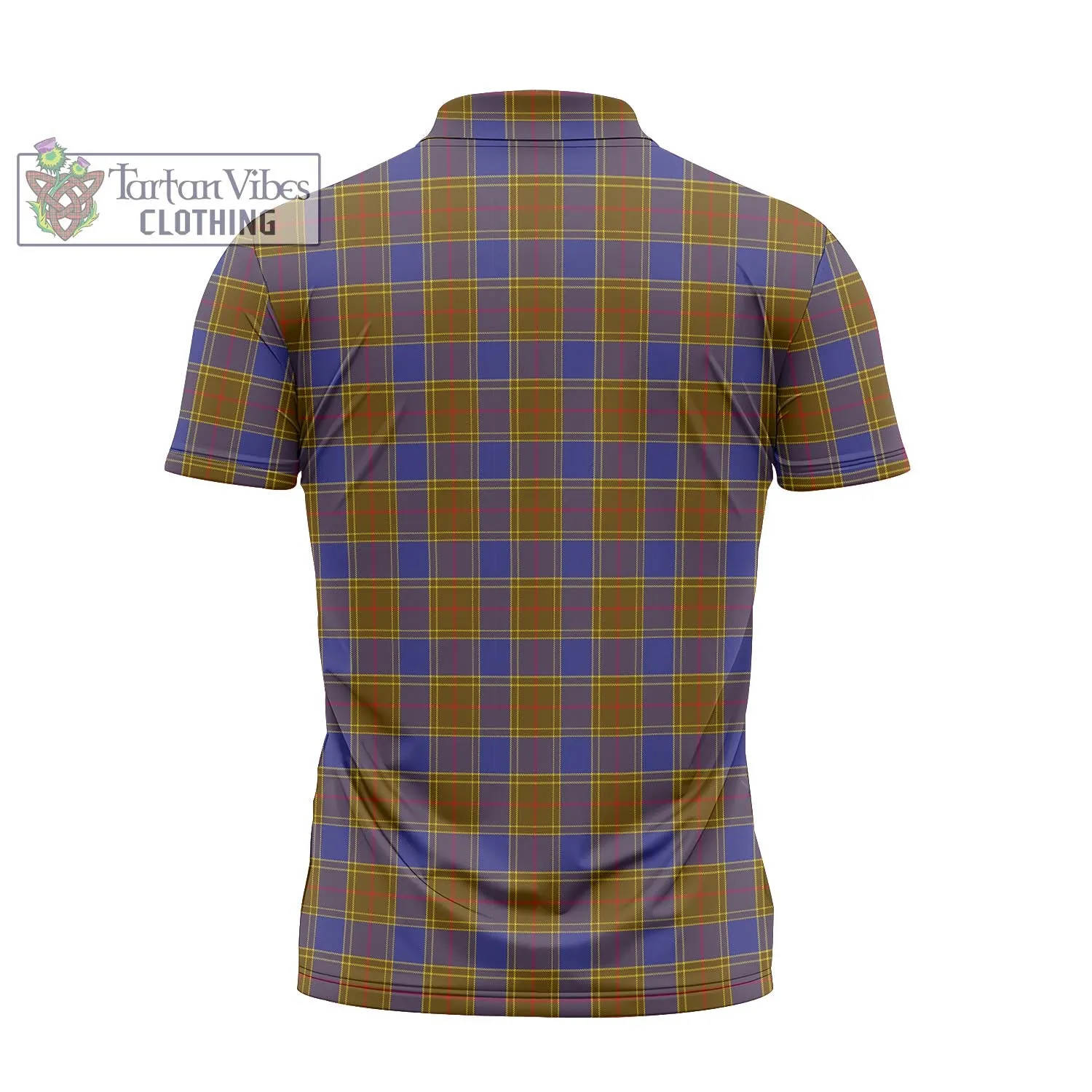 Balfour Tartan Zipper Polo Shirt with Family Crest