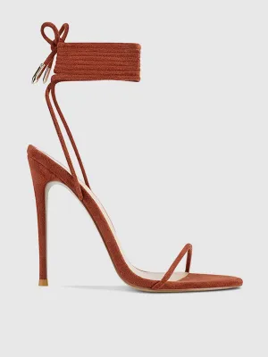 Barely There Lace Up Heel - Choco