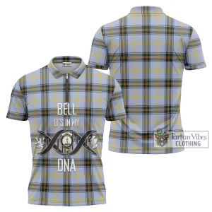 Bell of the Borders Tartan Zipper Polo Shirt with Family Crest DNA In Me Style