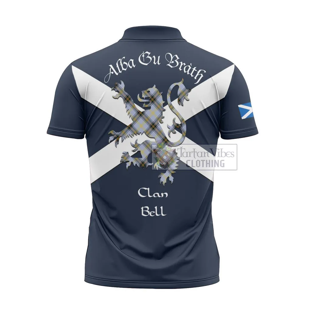 Bell Tartan Lion Rampant Zipper Polo Shirt Proudly Display Your Heritage with Alba Gu Brath and Clan Name