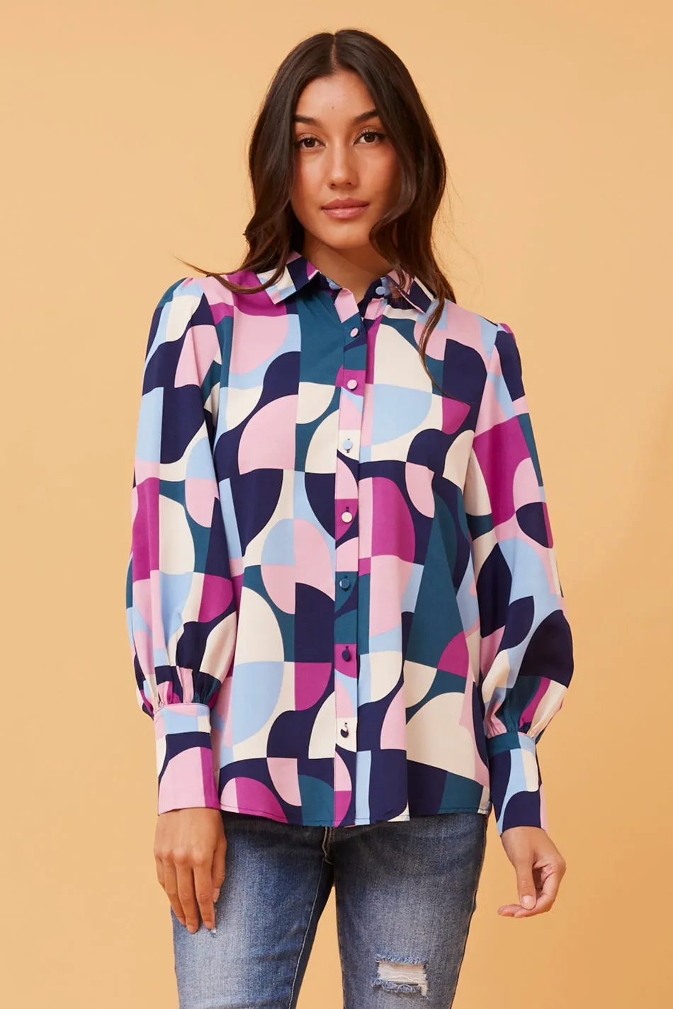 BELLE GEOMETRIC PRINT SHIRT