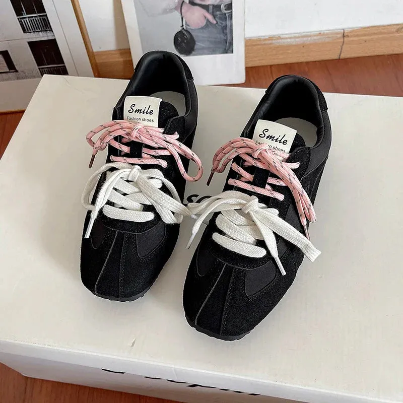 binfenxie  -  New Retro Lacing Breathable Women's Thick Bottom Pleated Casual Sneakers White Shoes