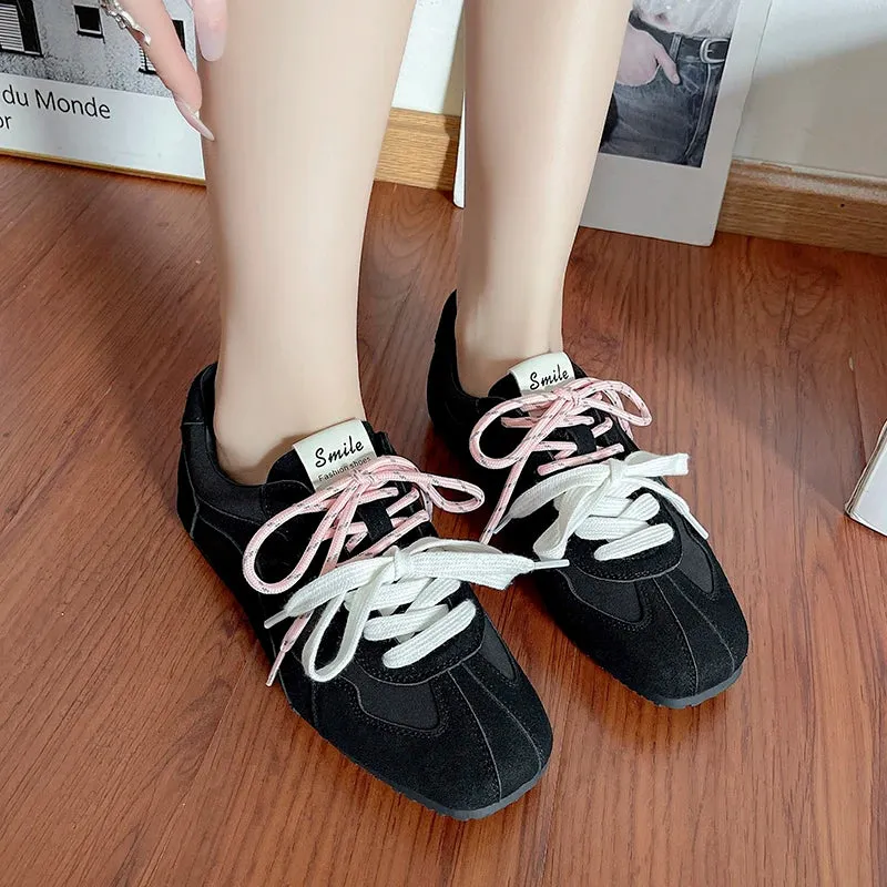 binfenxie  -  New Retro Lacing Breathable Women's Thick Bottom Pleated Casual Sneakers White Shoes