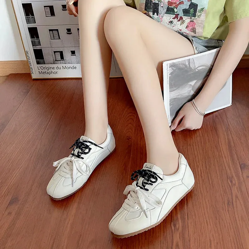 binfenxie  -  New Retro Lacing Breathable Women's Thick Bottom Pleated Casual Sneakers White Shoes