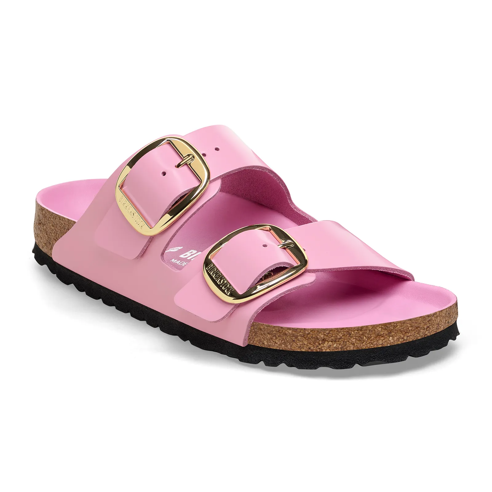 Birkenstock Arizona Big Buckle Slide Sandal (Women) - High Shine Fondant Pink Leather