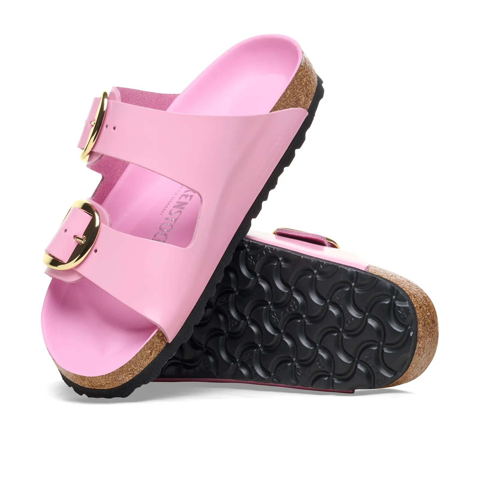 Birkenstock Arizona Big Buckle Slide Sandal (Women) - High Shine Fondant Pink Leather