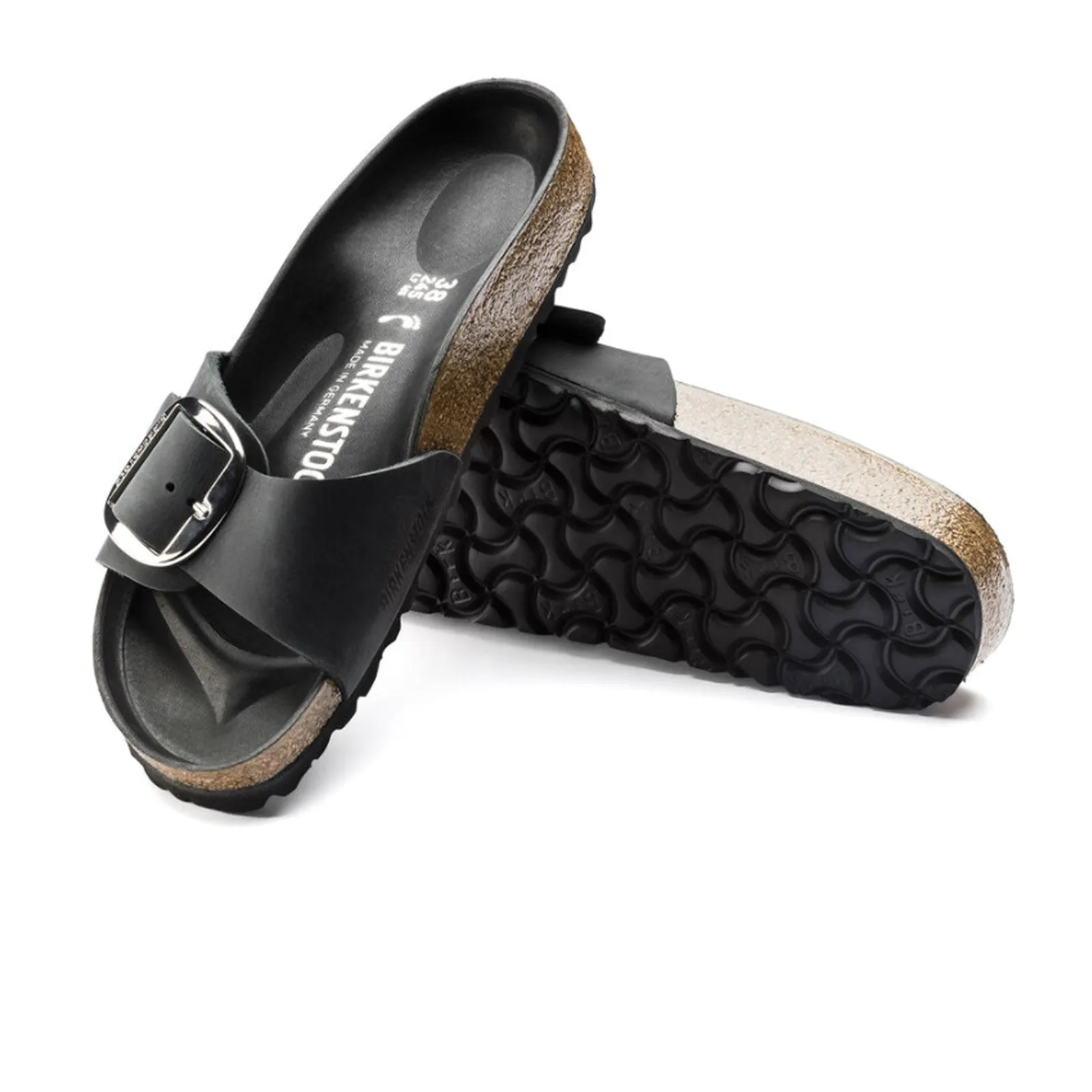 Birkenstock Madrid Big Buckle Narrow Slide Sandal (Women) - Black Leather