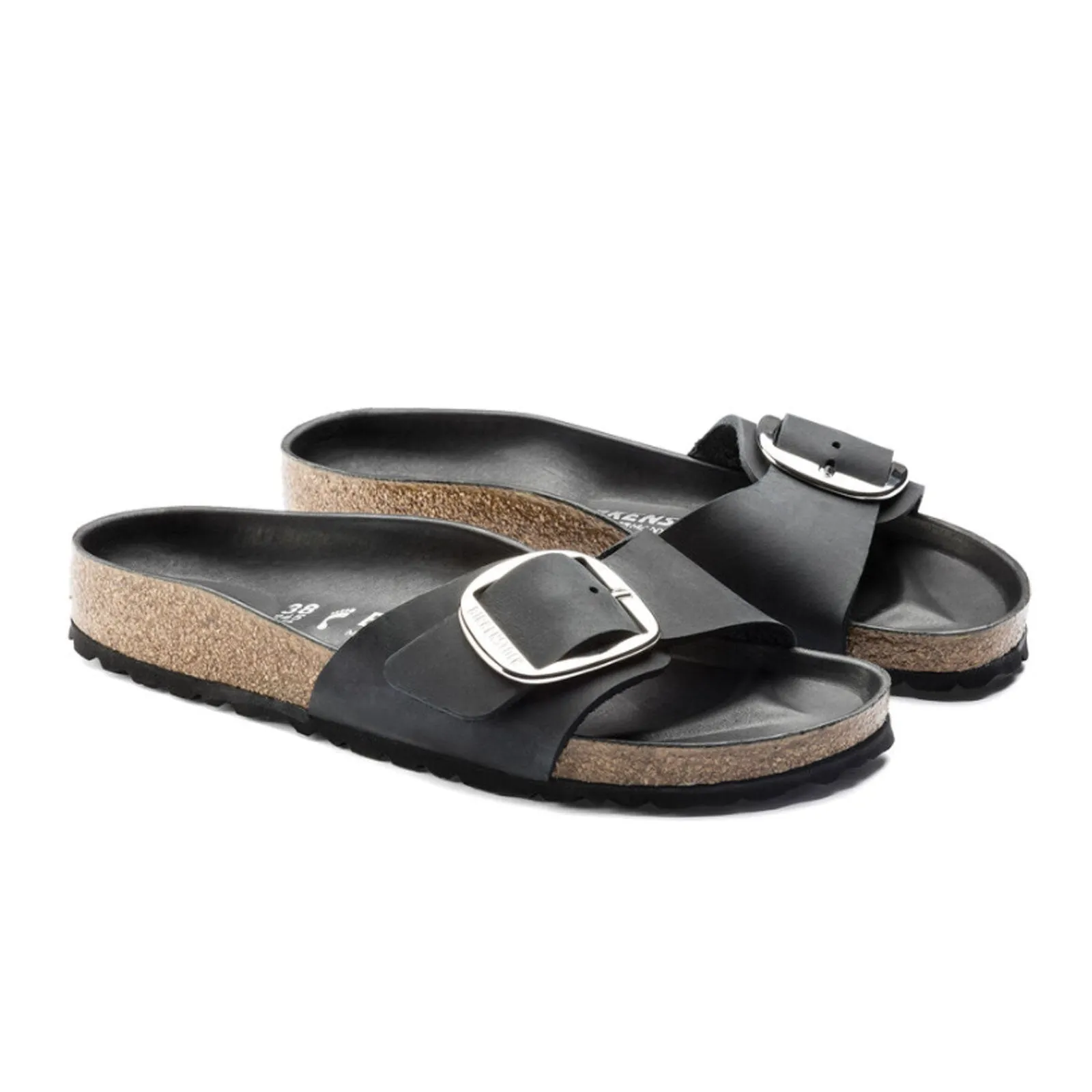 Birkenstock Madrid Big Buckle Slide Sandal (Women) - Black Leather