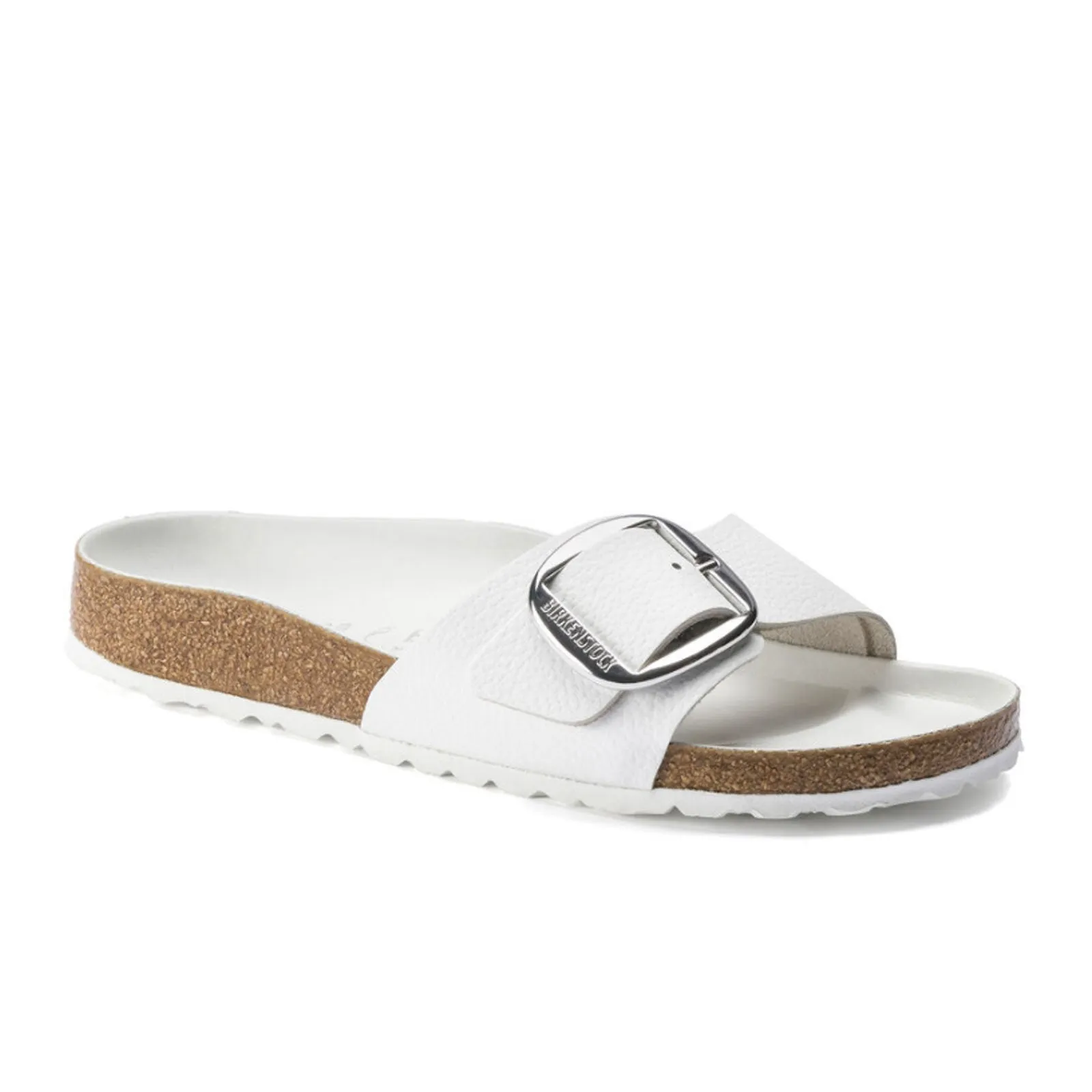 Birkenstock Madrid Big Buckle Slide Sandal (Women) - White Leather