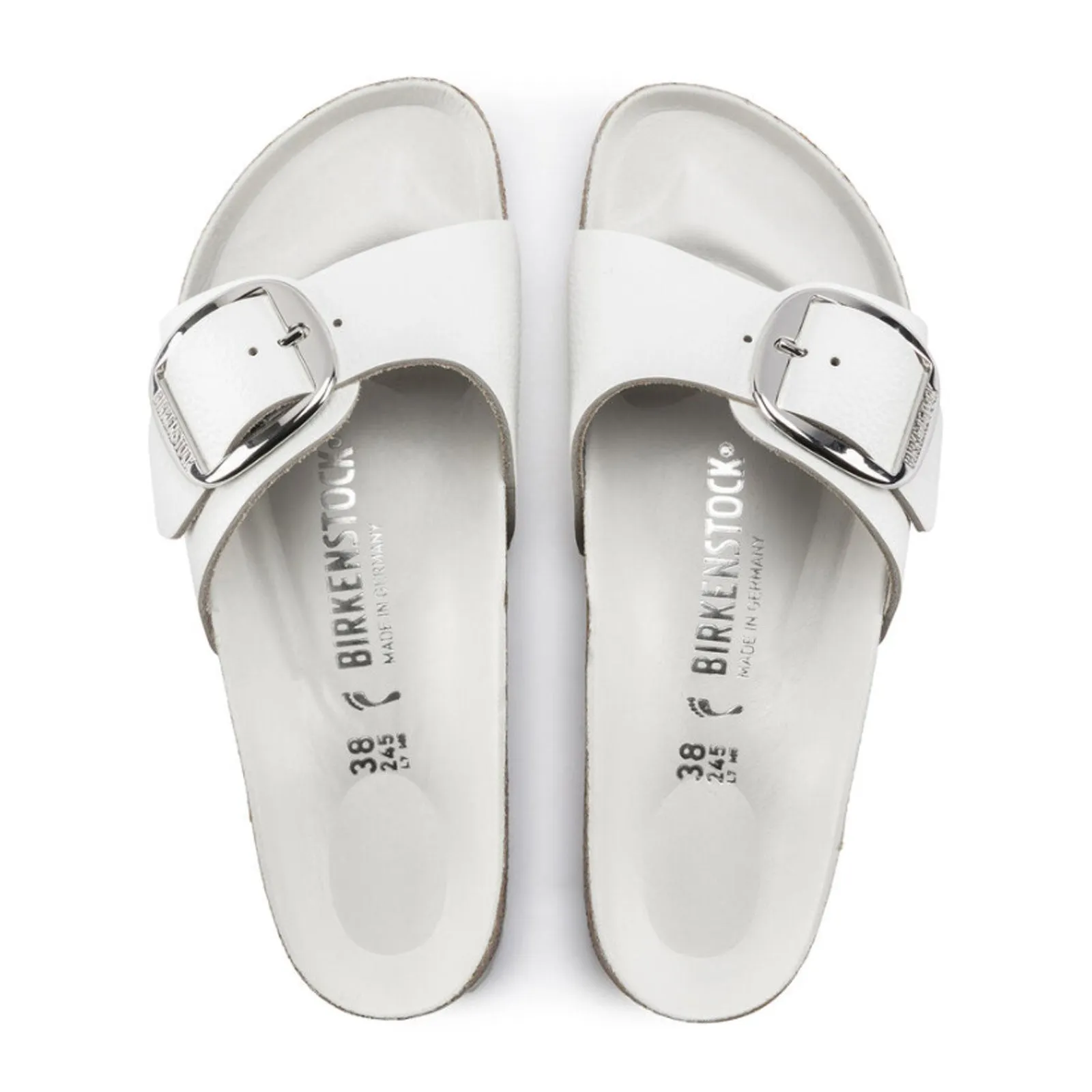 Birkenstock Madrid Big Buckle Slide Sandal (Women) - White Leather