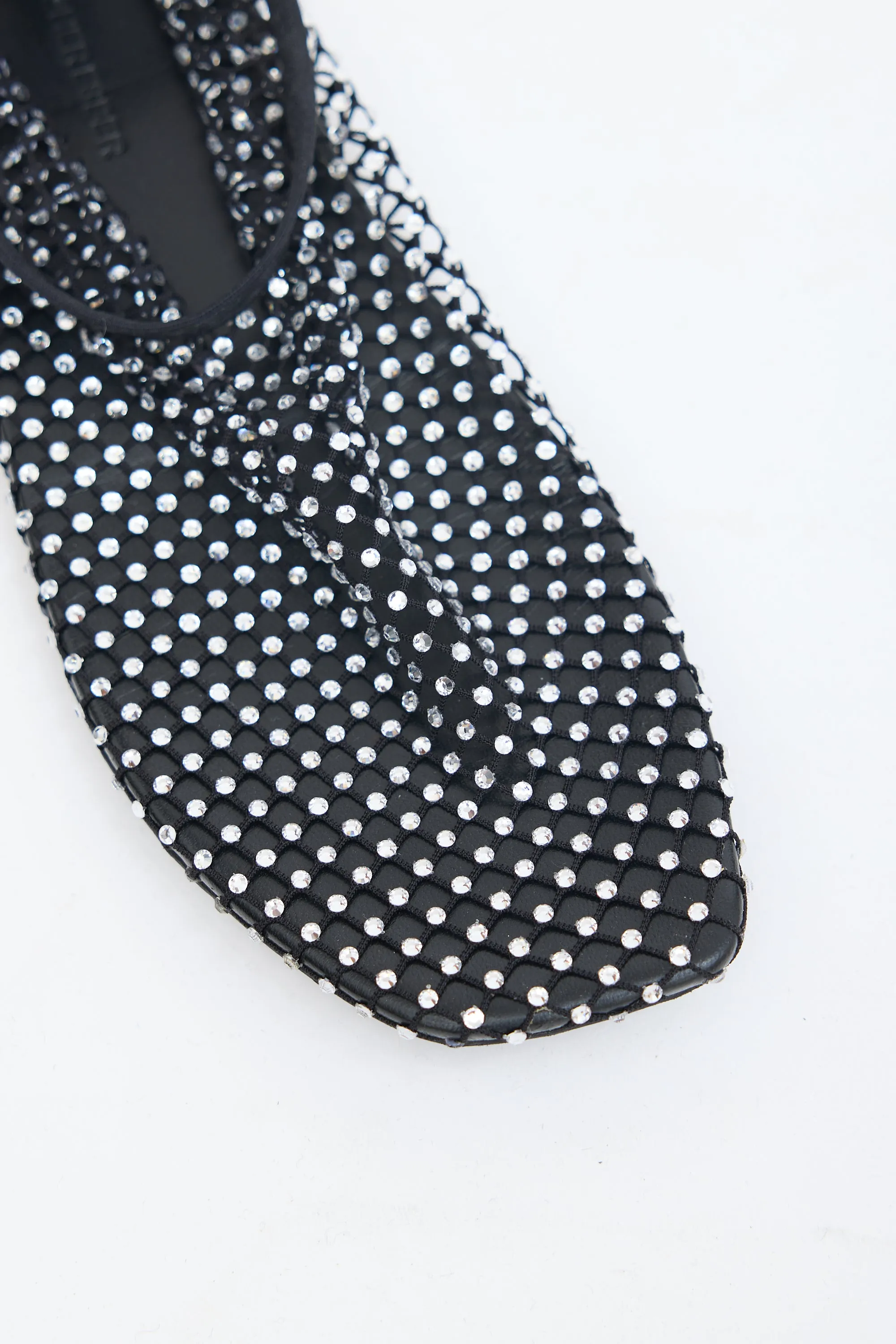 Black Mesh Rhinestone Flat