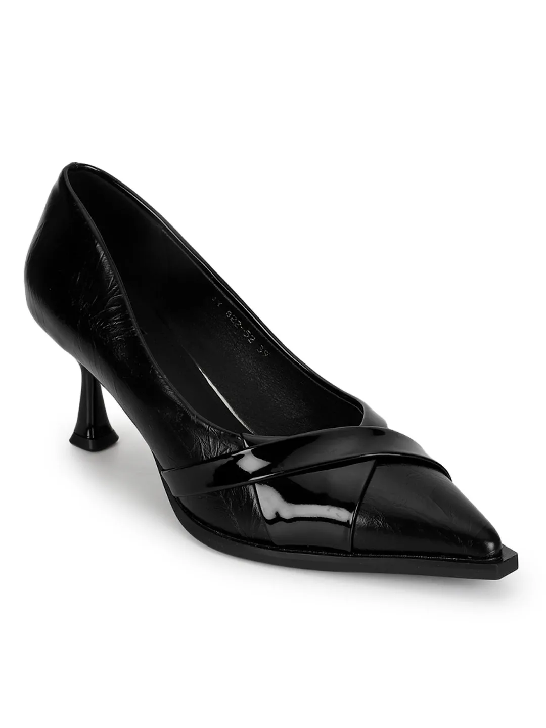 Black PU Stylish Stiletto Heel Pumps (TC-ML057-BLK)