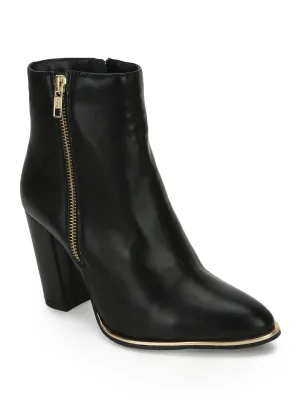 Black PU Zip Up Ankle Boots (TC-ST-1184-BLKPU)