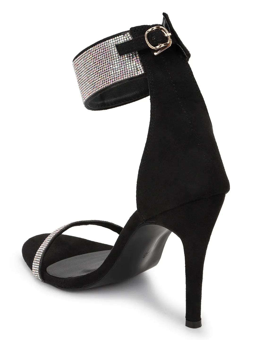 Black Suede Strappy Stiletto Sandals (TC-SLC-1457-BLK)