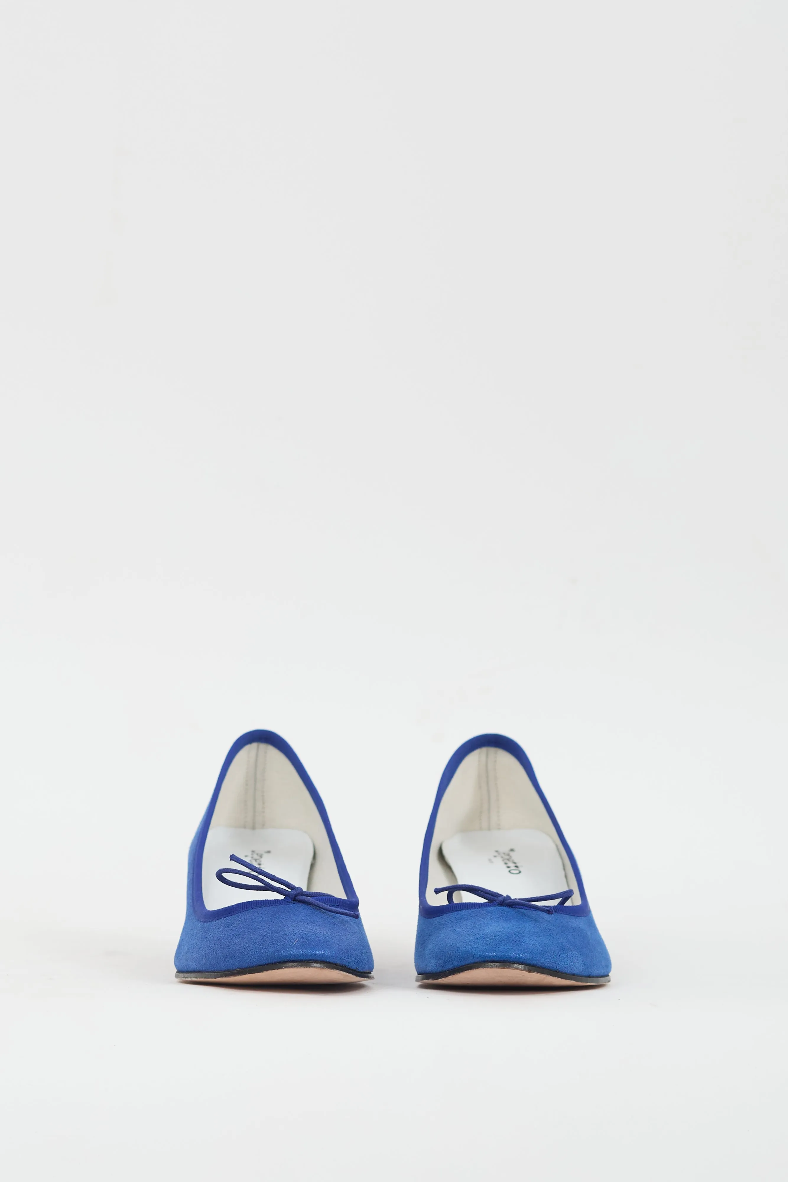 Blue Gisele Faux Leather Bow Heel