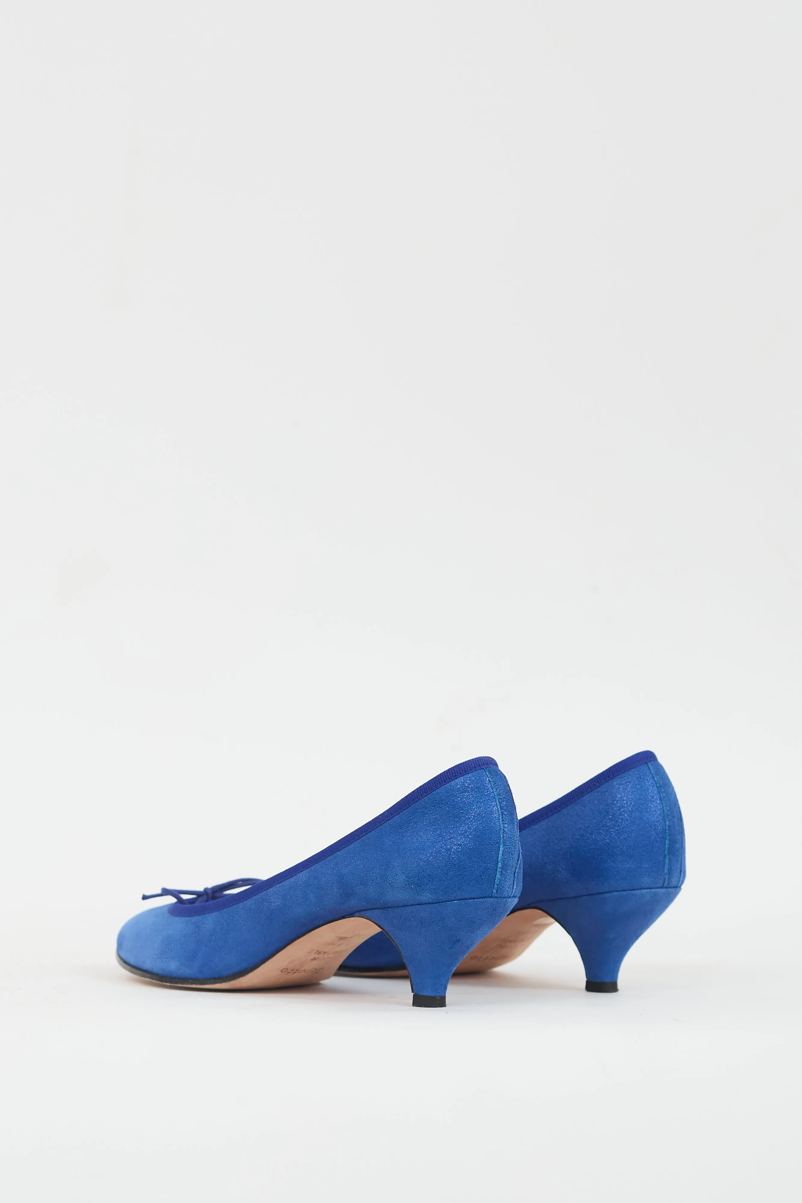 Blue Gisele Faux Leather Bow Heel