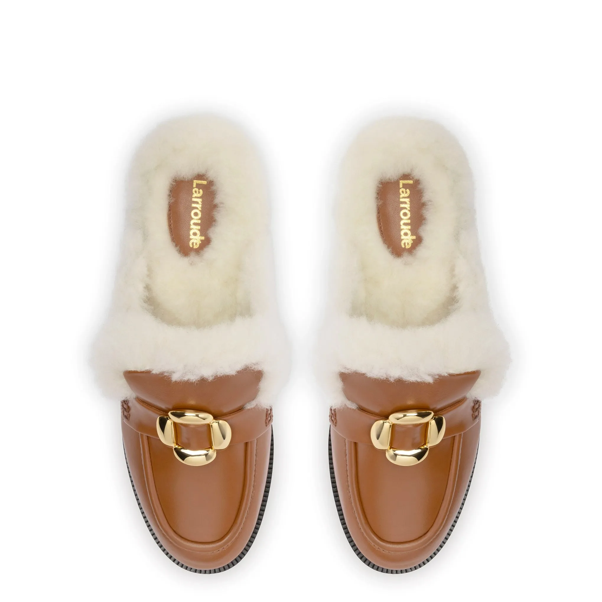 Bobbie Mule In Caramel Leather and Natural Shearling