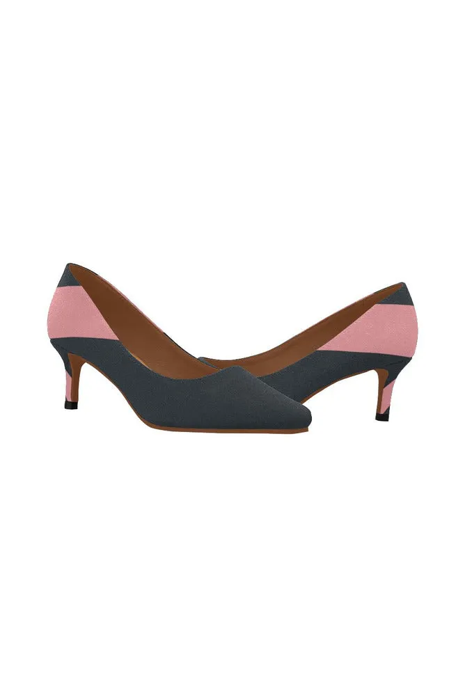 Bold Pink Stripe Women's Pointed Toe Low Heel Pumps