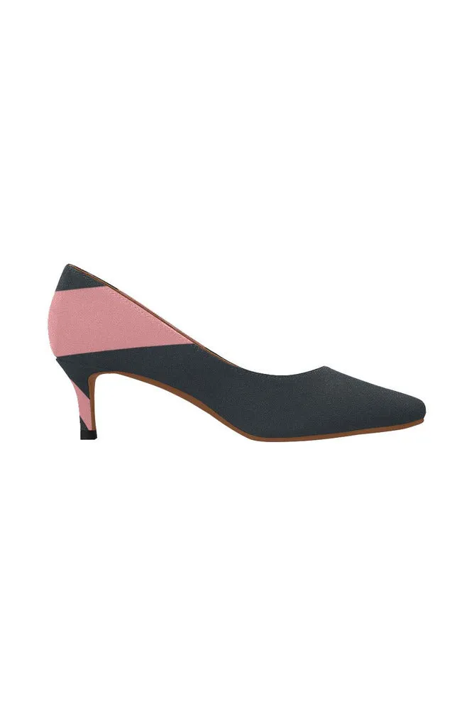 Bold Pink Stripe Women's Pointed Toe Low Heel Pumps