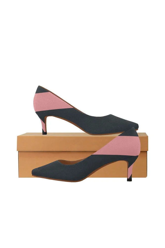 Bold Pink Stripe Women's Pointed Toe Low Heel Pumps