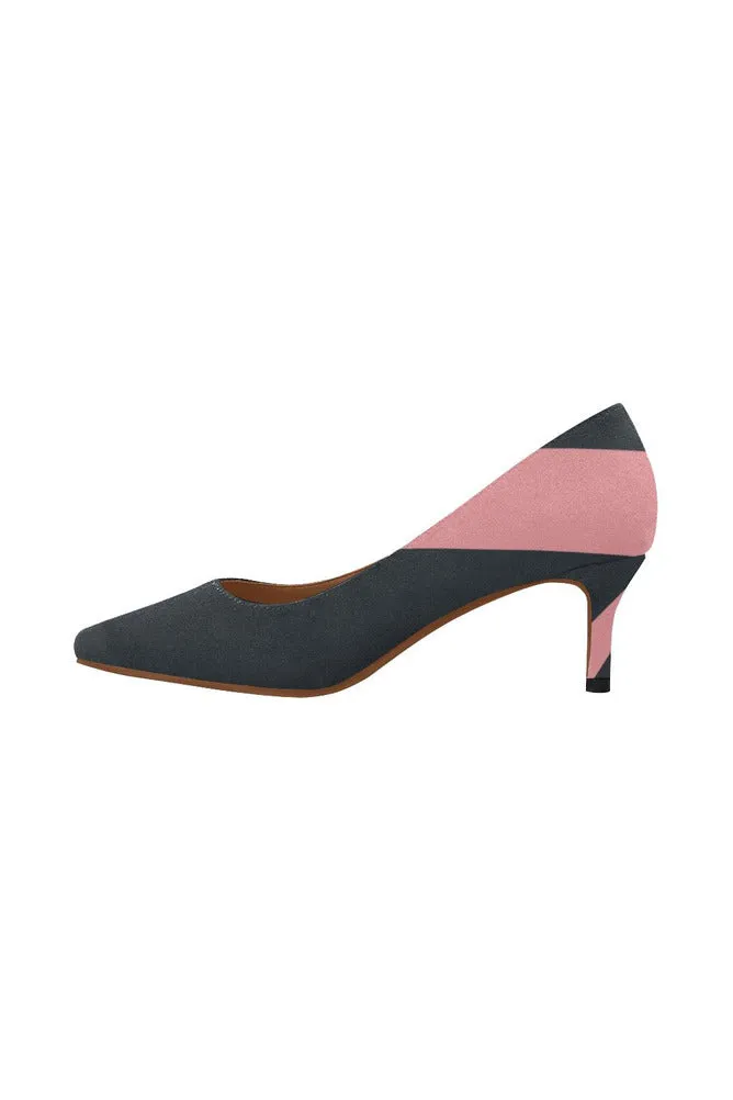 Bold Pink Stripe Women's Pointed Toe Low Heel Pumps