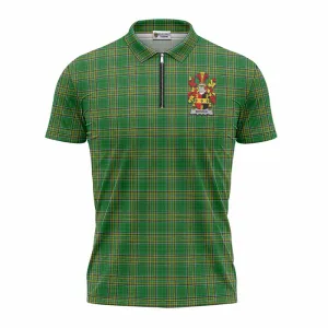 Broder Irish Clan Tartan Zipper Polo Shirt with Coat of Arms