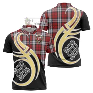 Brodie Dress Tartan Zipper Polo Shirt with Family Crest and Celtic Symbol Style