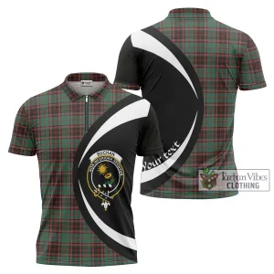 Buchan Ancient Tartan Zipper Polo Shirt with Family Crest Circle Style