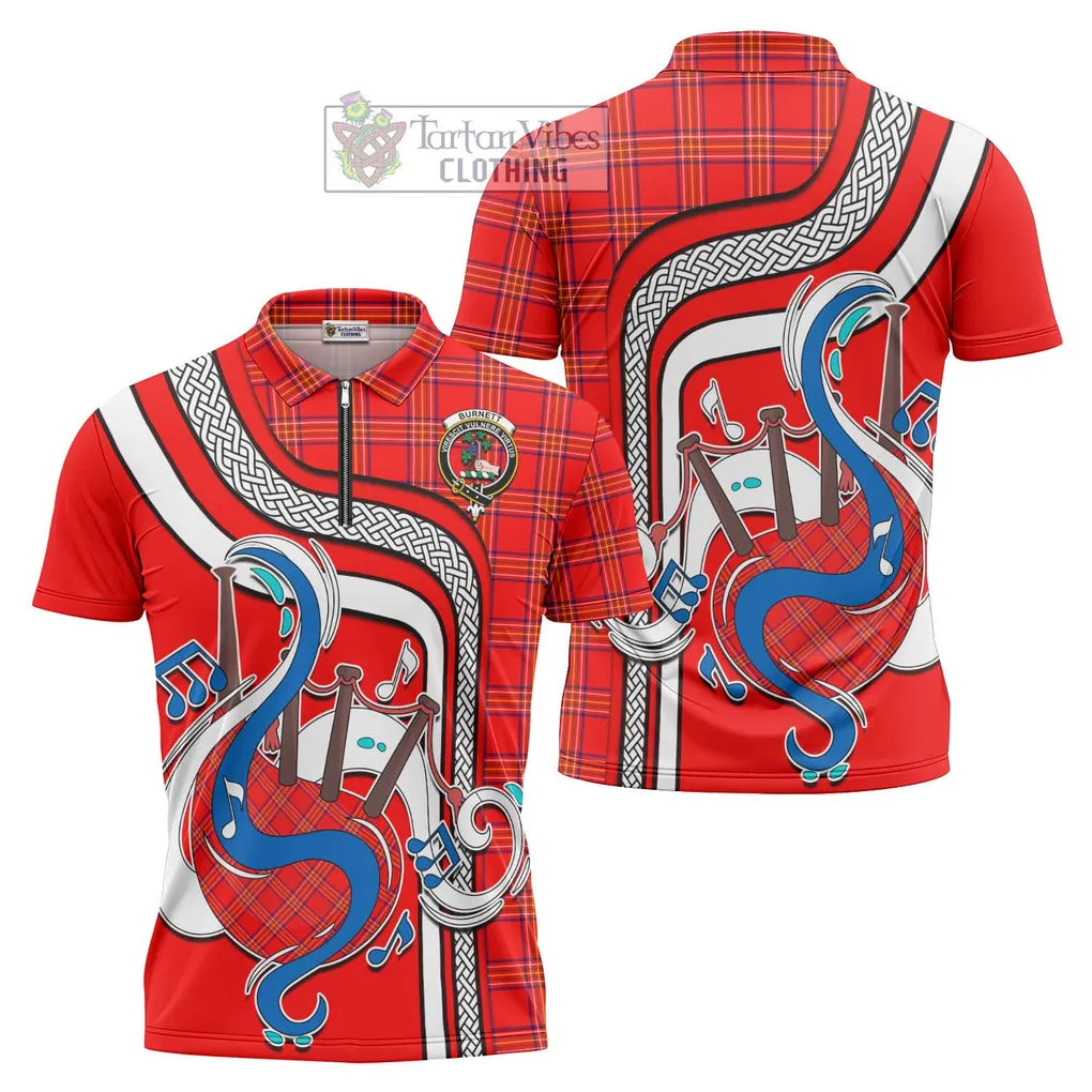 Burnett Modern Tartan Zipper Polo Shirt with Epic Bagpipe Style