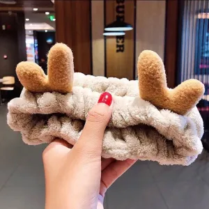 Christmas Deer Horn Hair Band Plush Three-dimensional Face Wash Hair Bands