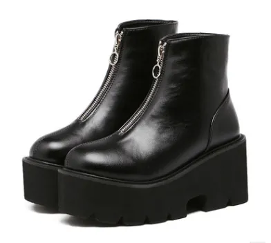 Chunky Sole Black Biker Boots