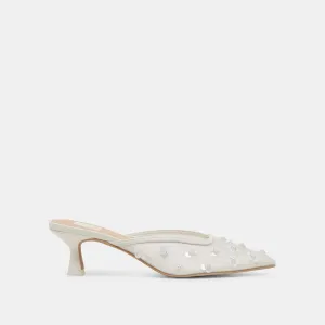 CLARA PEARL HEELS TRUE WHITE DAISY MESH