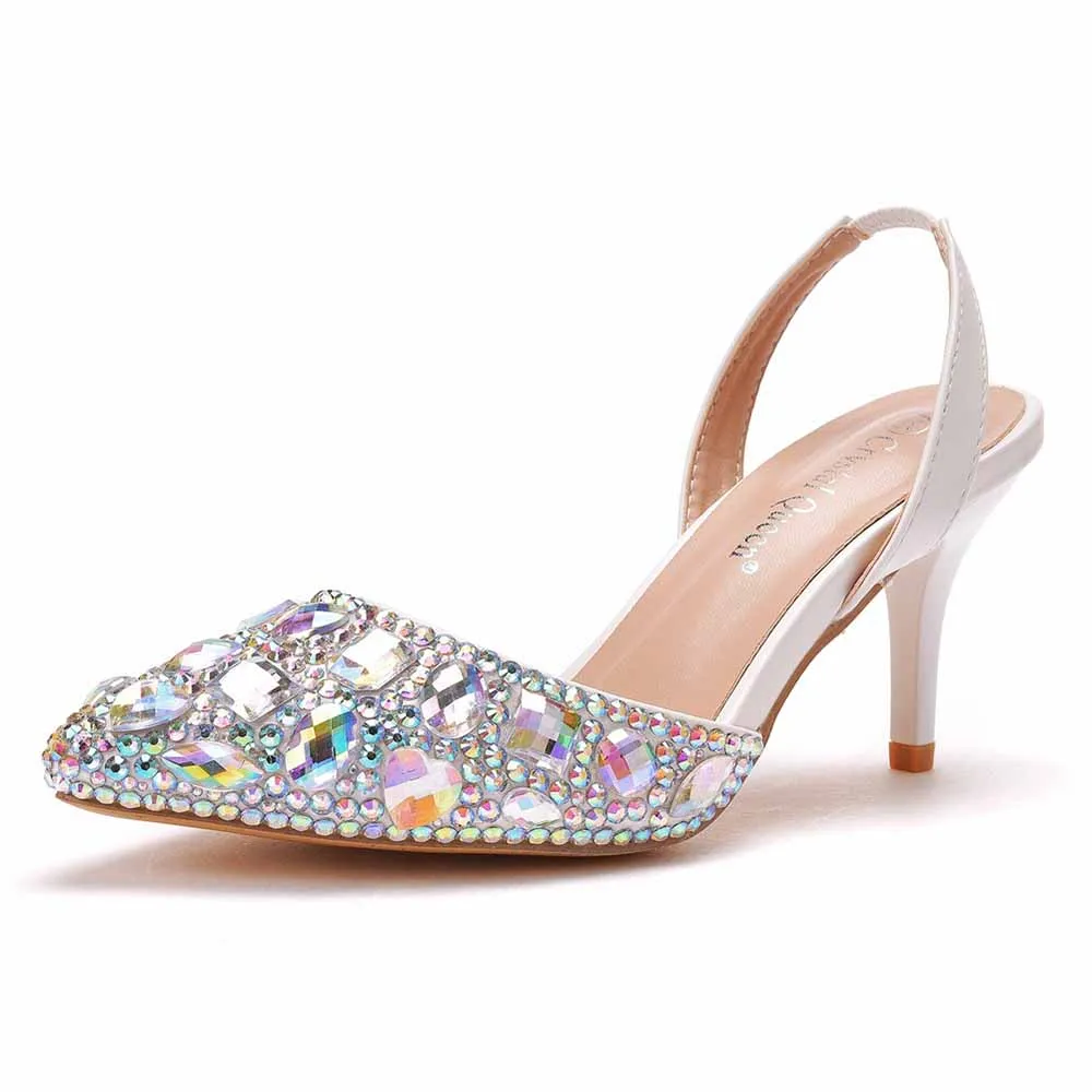 Closed toe rhinestone heels formal sandals for women- sparkling heels wedding