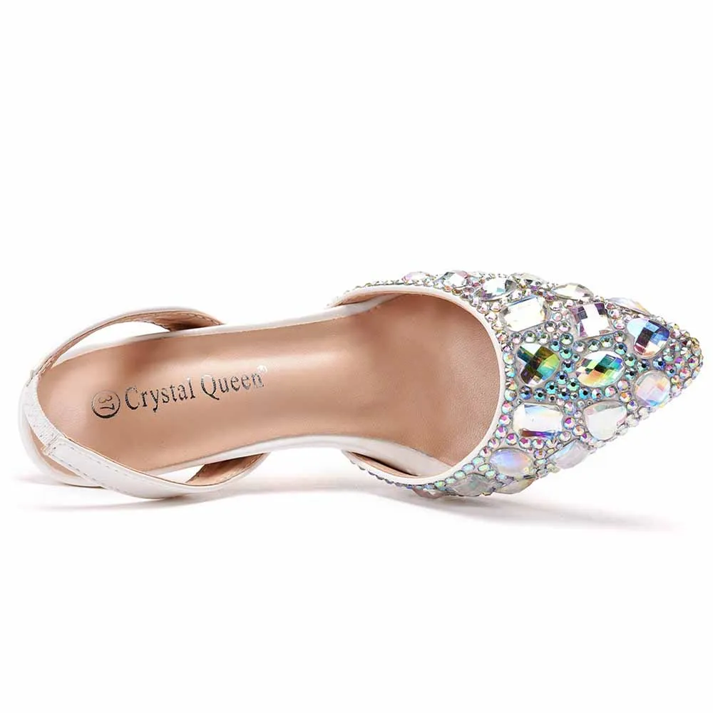 Closed toe rhinestone heels formal sandals for women- sparkling heels wedding