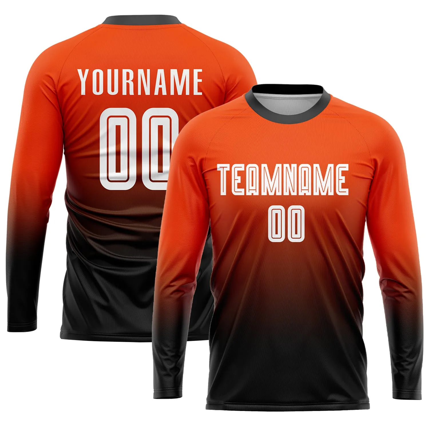 Custom Orange White-Black Sublimation Fade Fashion Soccer Uniform Jersey