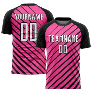 Custom Pink White-Black Sublimation Soccer Uniform Jersey