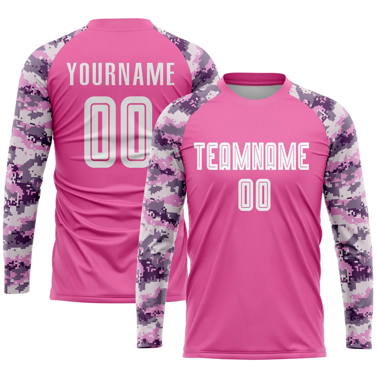 Custom Pink White-Camo Sublimation Soccer Uniform Jersey