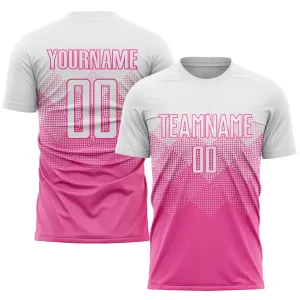 Custom Pink White Sublimation Soccer Uniform Jersey