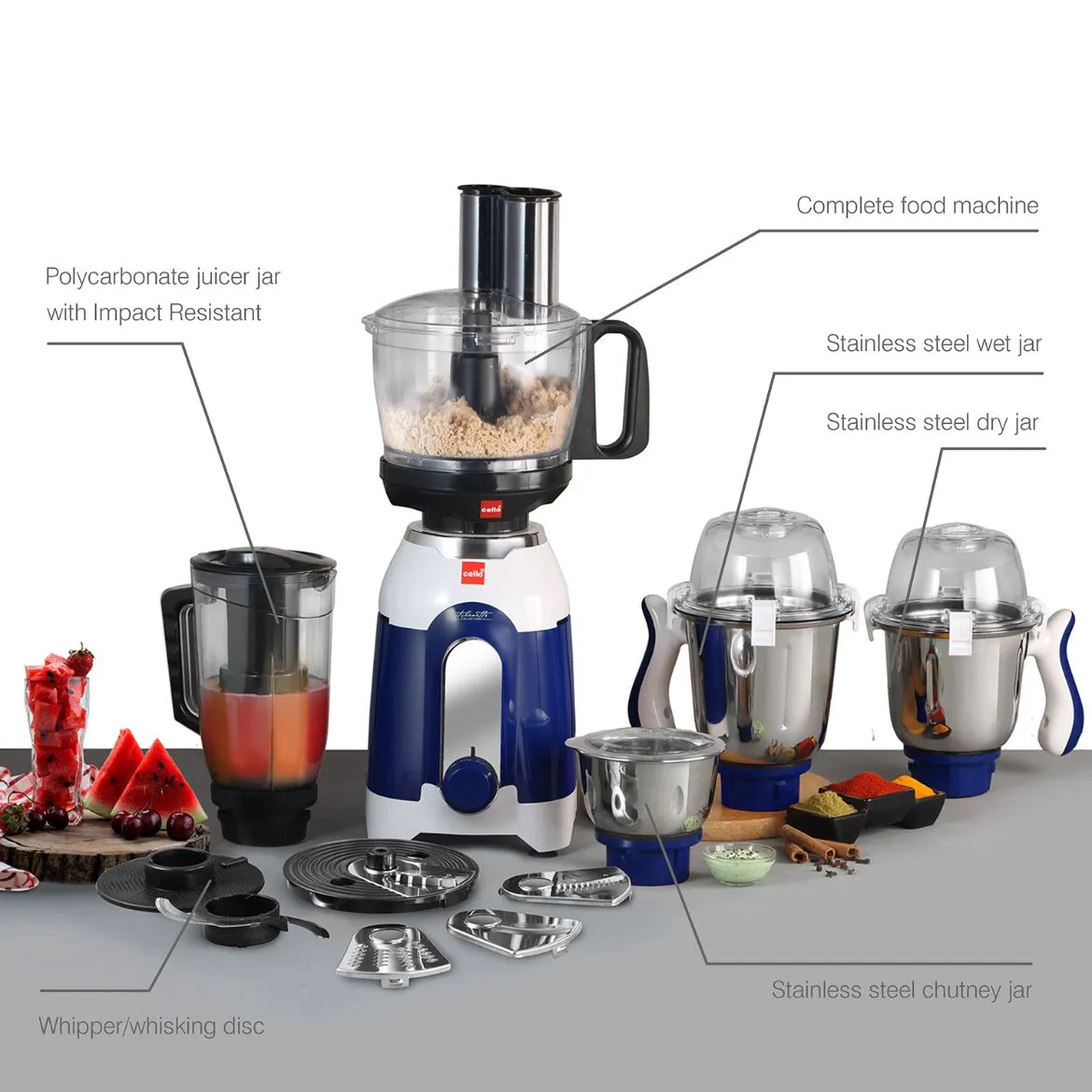 Discovery Chef Juicer Mixer Grinder with 5 Jars, 750W