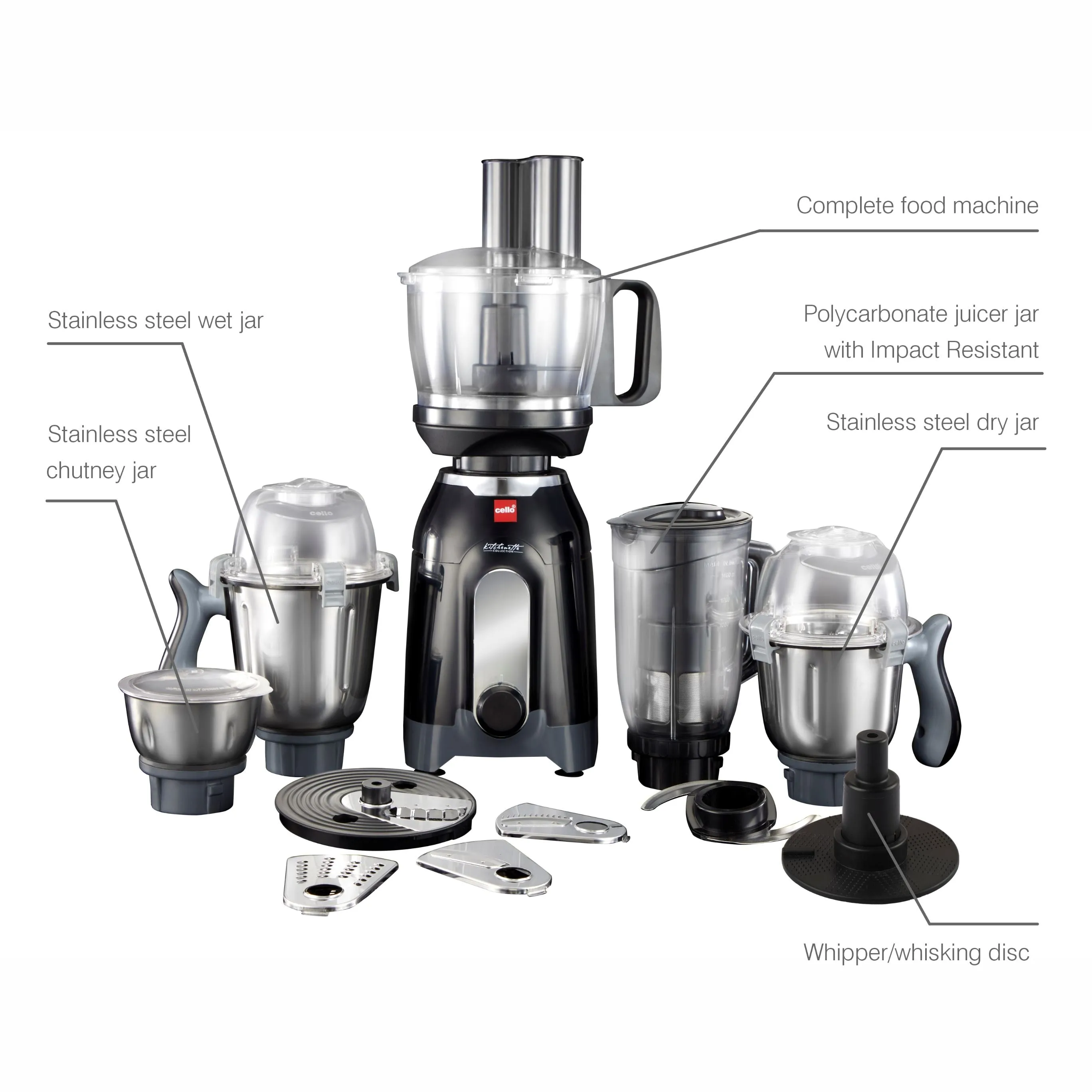 Discovery Chef Juicer Mixer Grinder with 5 Jars, 750W