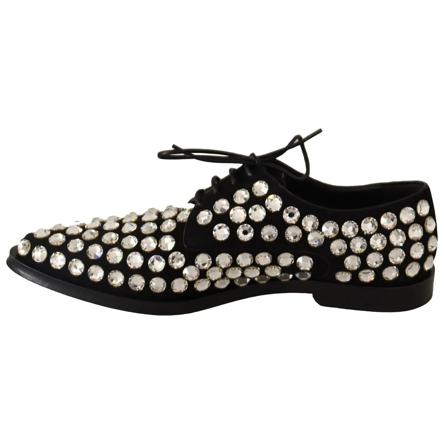 Dolce & Gabbana Elegant Crystal-Embellished Lace-Up Flats