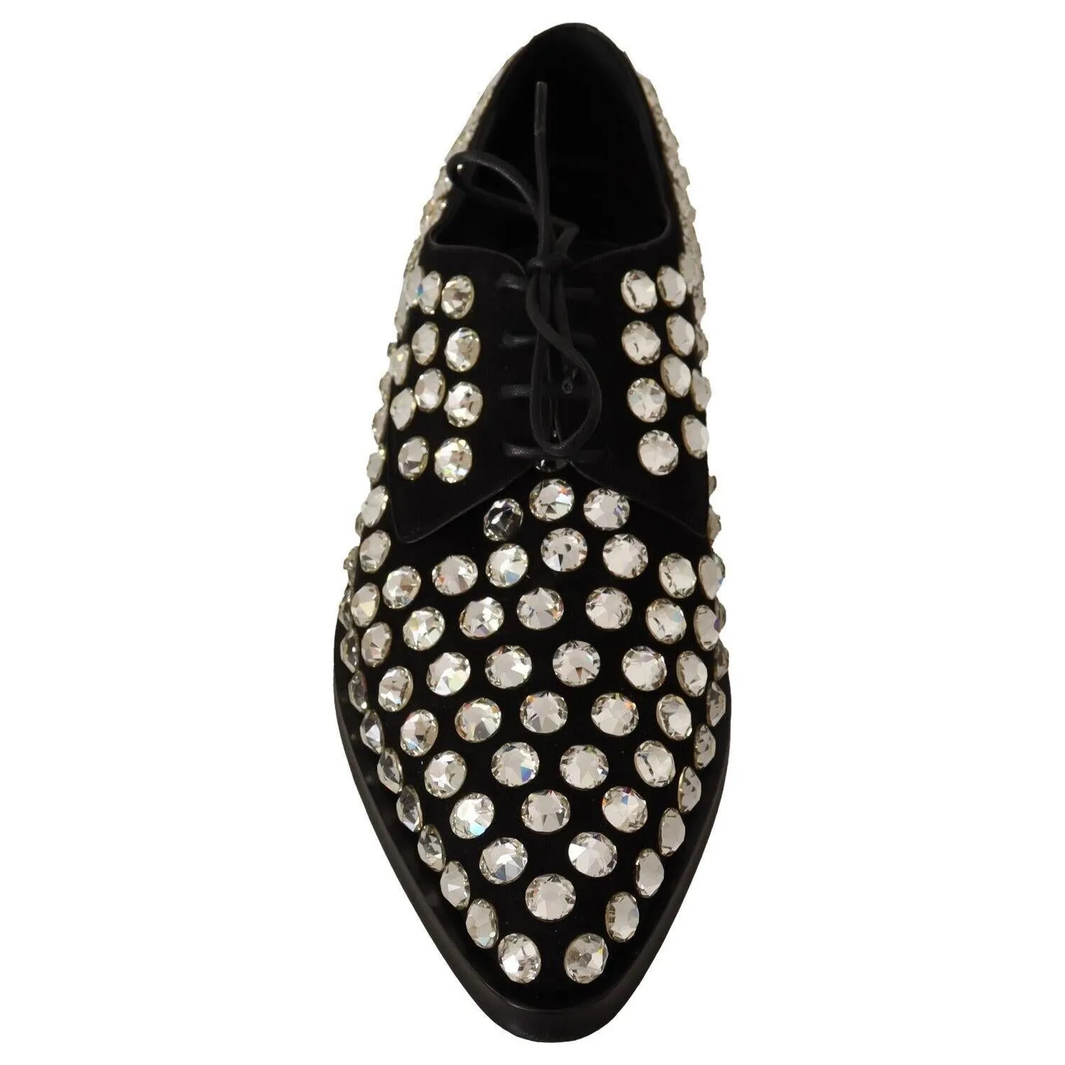 Dolce & Gabbana Elegant Crystal-Embellished Lace-Up Flats