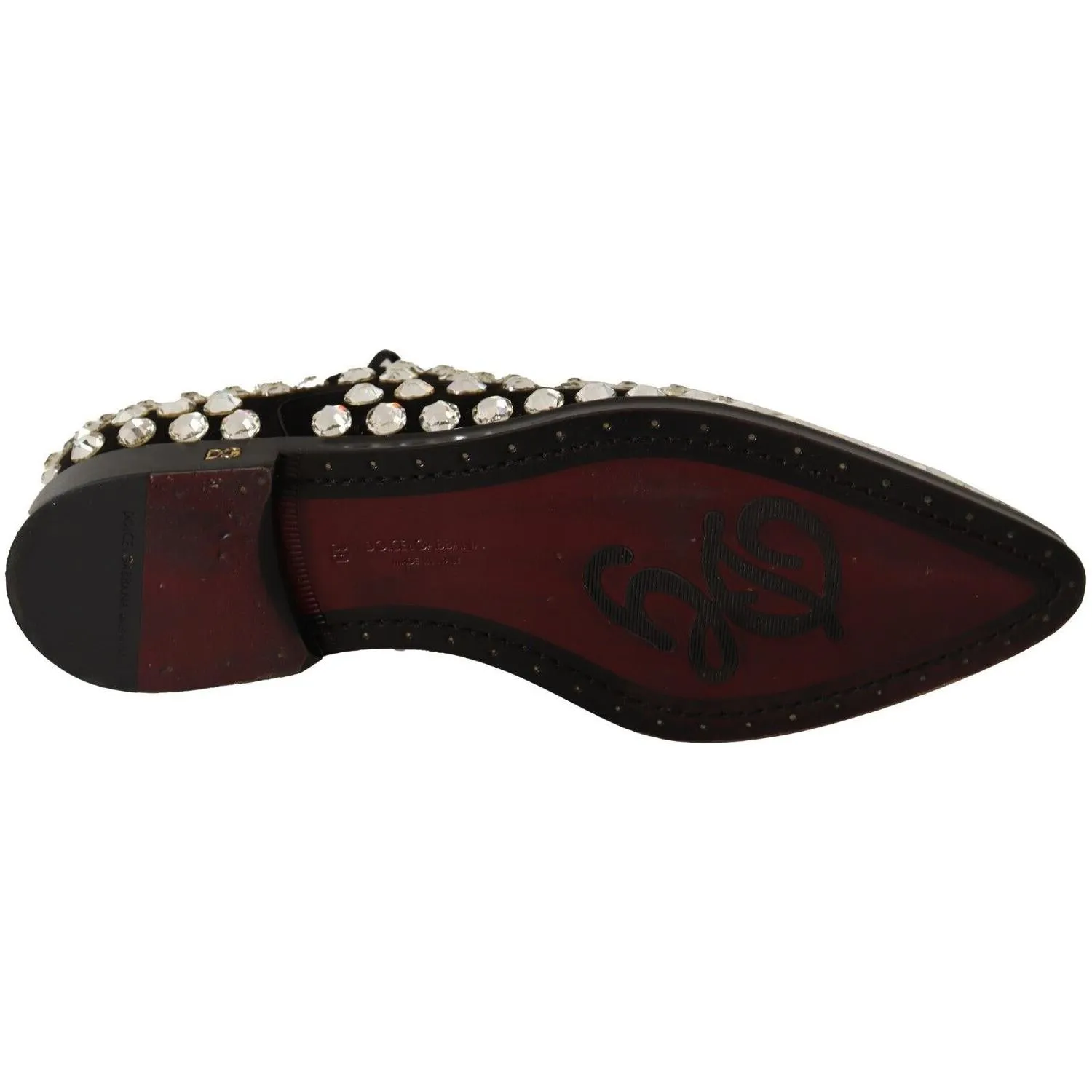 Dolce & Gabbana Elegant Crystal-Embellished Lace-Up Flats