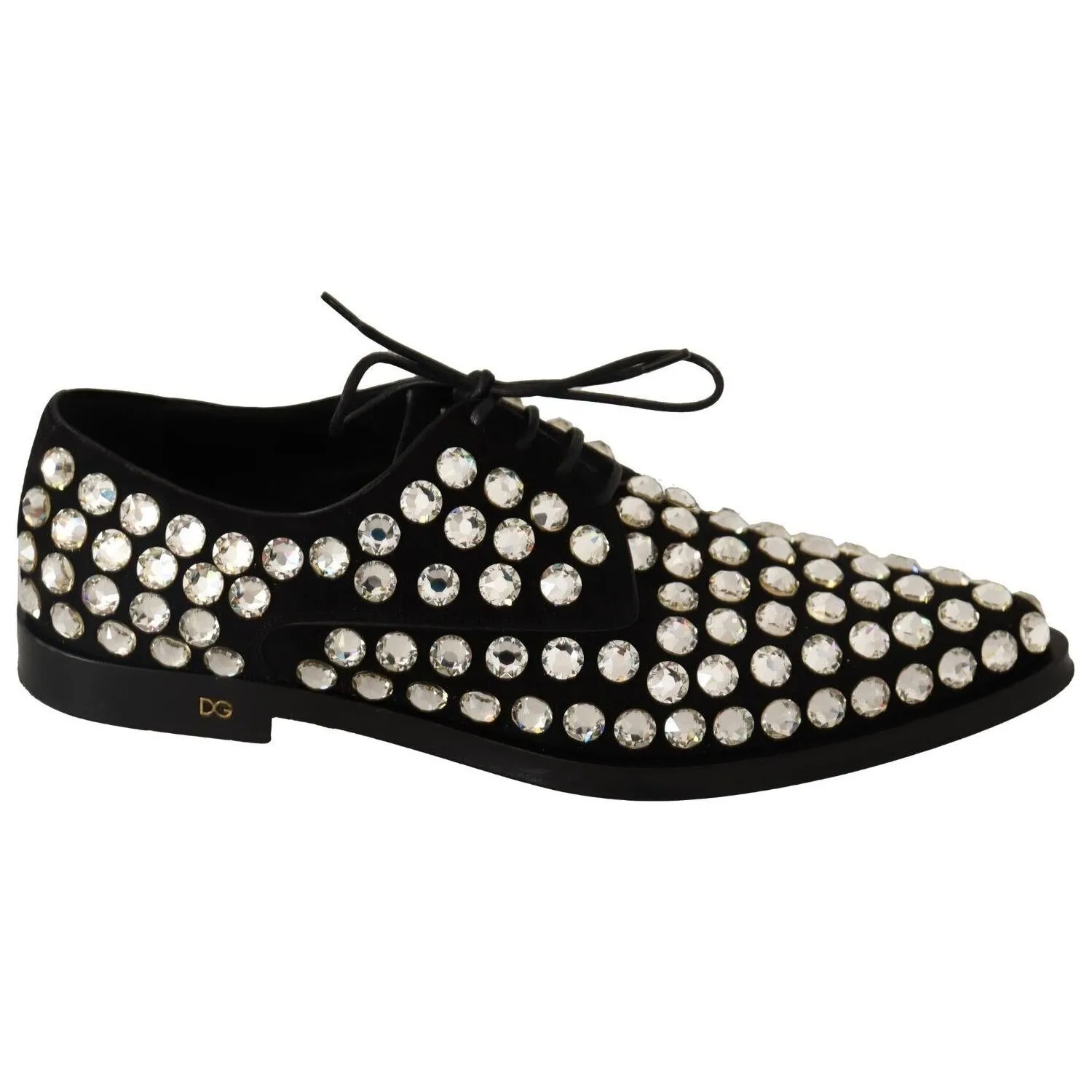 Dolce & Gabbana Elegant Crystal-Embellished Lace-Up Flats